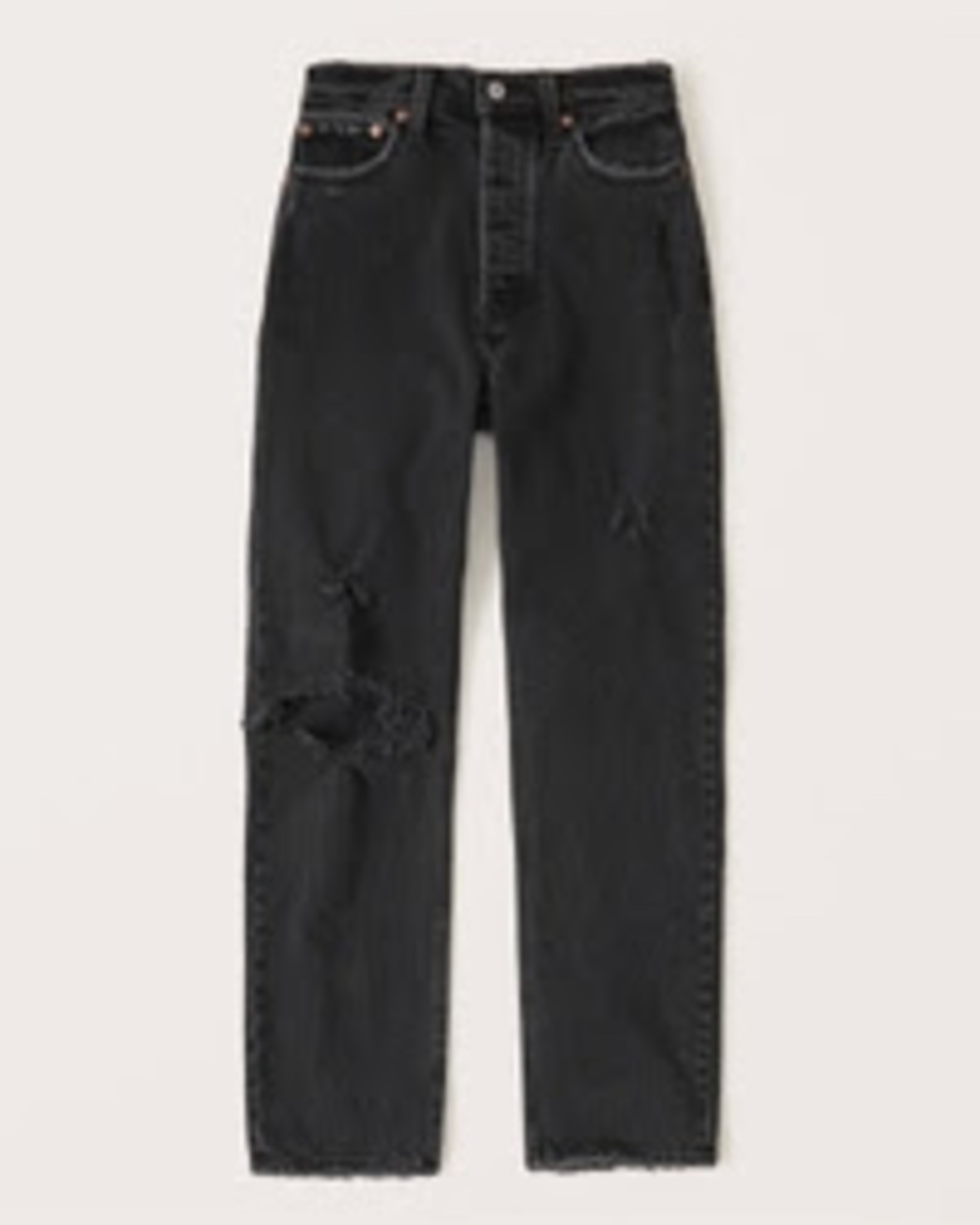 Abercrombie & Fitch Women's High Rise Dad Jeans - Ripped Black Wash - 25 SHORT